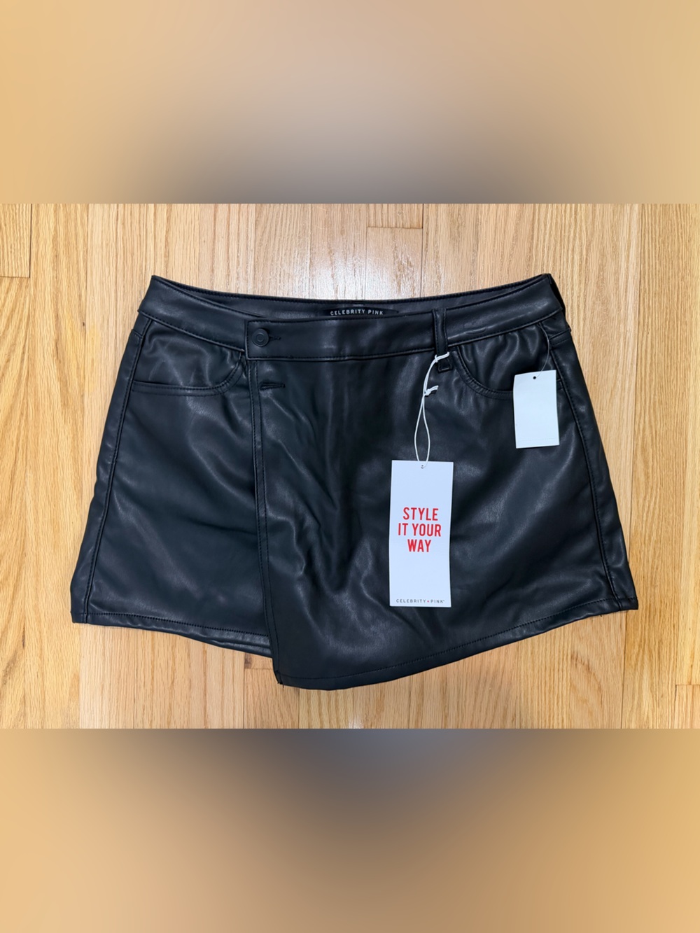 Black Faux Leather Women's Skort (Size-L)